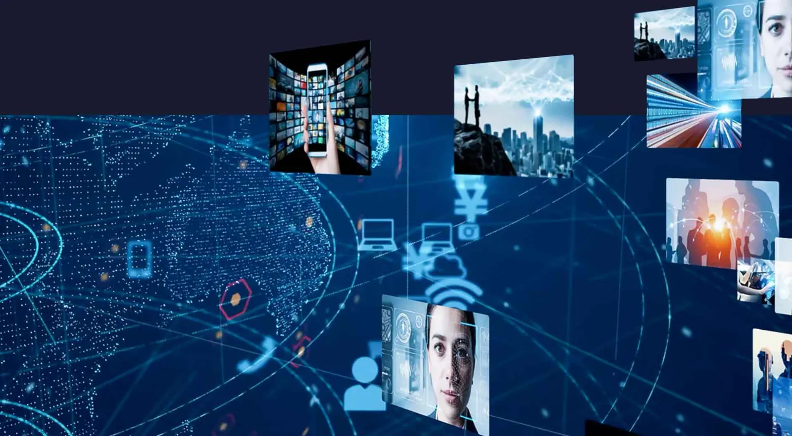 Grafik: vernetzte Medienkanäle und Kontaktnetzwerk für die Medienarbeit